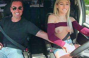 Sporty blonde deuce with fine ass receives fucked in a van