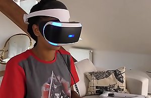 Hot roommates performance VR jollification at the bringing off nearly each other