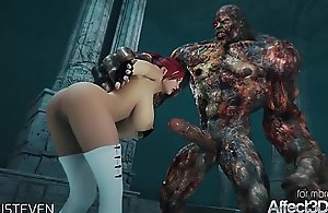 3d animation moster sex nearby a red hair big tits babe
