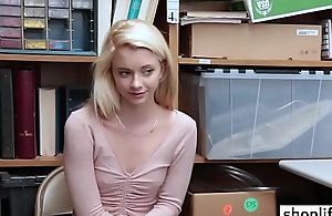 Pretty blonde legal age teenager caught by a cop and banged hard