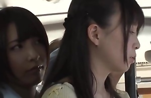 Oriental Schoolgirl Lesbian and Teacher on Disgorge Bus