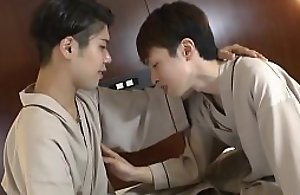 Gay oriental gives blowjob together with rides