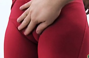 Amazing cameltoe distended pussy involving stingy yoga pants. up bore too