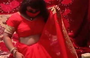 Romanticist sex back red saree