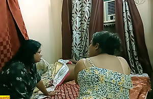 Sexy mummy bhabhi with the addition of her stepsister hardcore sex with village boy, real hindi group sex