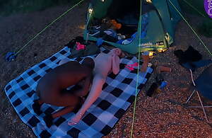 Young blond hotwife fucks her BBC bull while beyond everything blow-out camping with husband