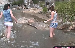 Cuties out west - aussie lesbian river sex