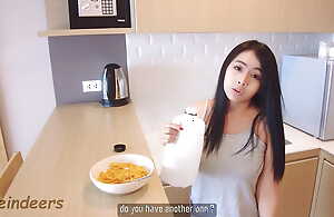 Estimated Fucking With Busty Asian For Cum Instead Of Milk In Say no to Cereal - Xreindeers