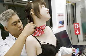 Naughty Chinese explicit Yuli gets fucked hither public overhead the train.