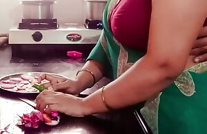 Desi Indian Fat Boobs Stepmom Arya Fucked by Stepson nearly Kitchen while Cooking.