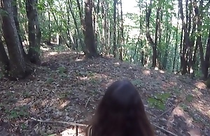 Undevious italian girl with her tight pussy sucks and fucks in the woods-Pov