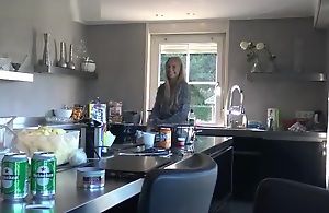 Teen Plays break weighing down on with pussy farther down the table, gets Fucked in the kitchen