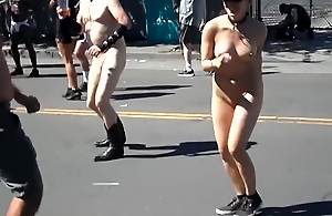 Nude slave in public fair