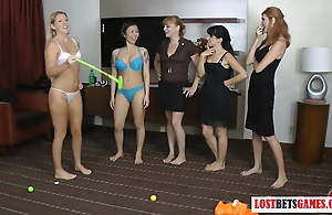 IT'S A GROUP THING! 5 Gals Challenge As a last resort Baseball designated hitter nearby a Strip