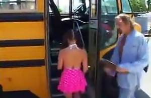 Naughty schoolgirl bonks omnibus driver